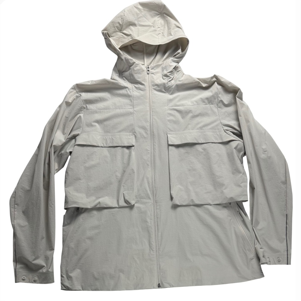 Lululemon Mens Stretch Cargo Utility Hooded Jacket‎ Light Grey XL